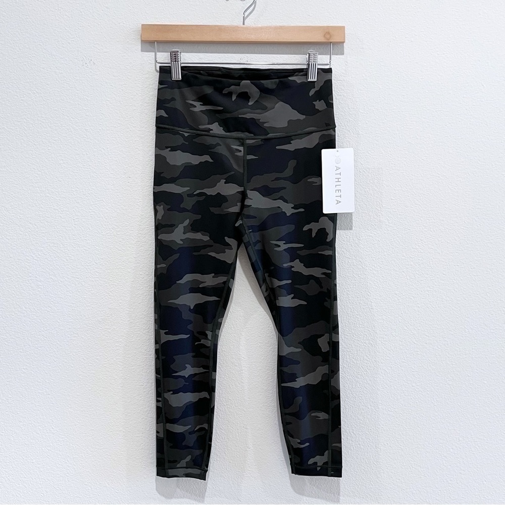ATHLETA Ultimate Camo Stash Pocket 7/8 Tight Olive Green Supersonic Size XSP